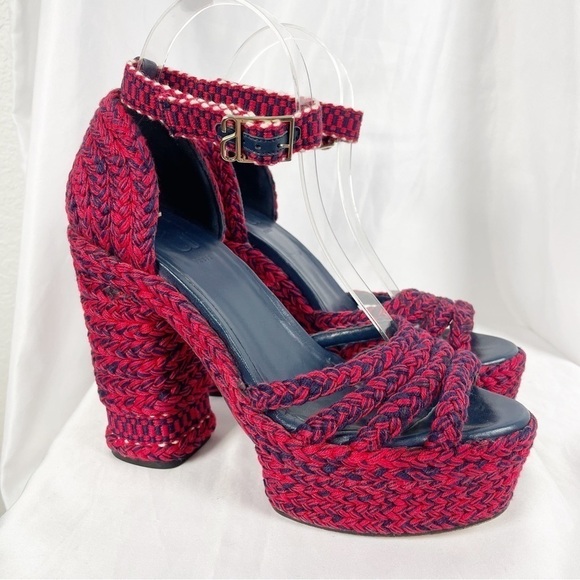 Antolina Aurora Braided Woven Open Toe Platform Heels Sandals Red Casual Summer - Picture 3 of 12